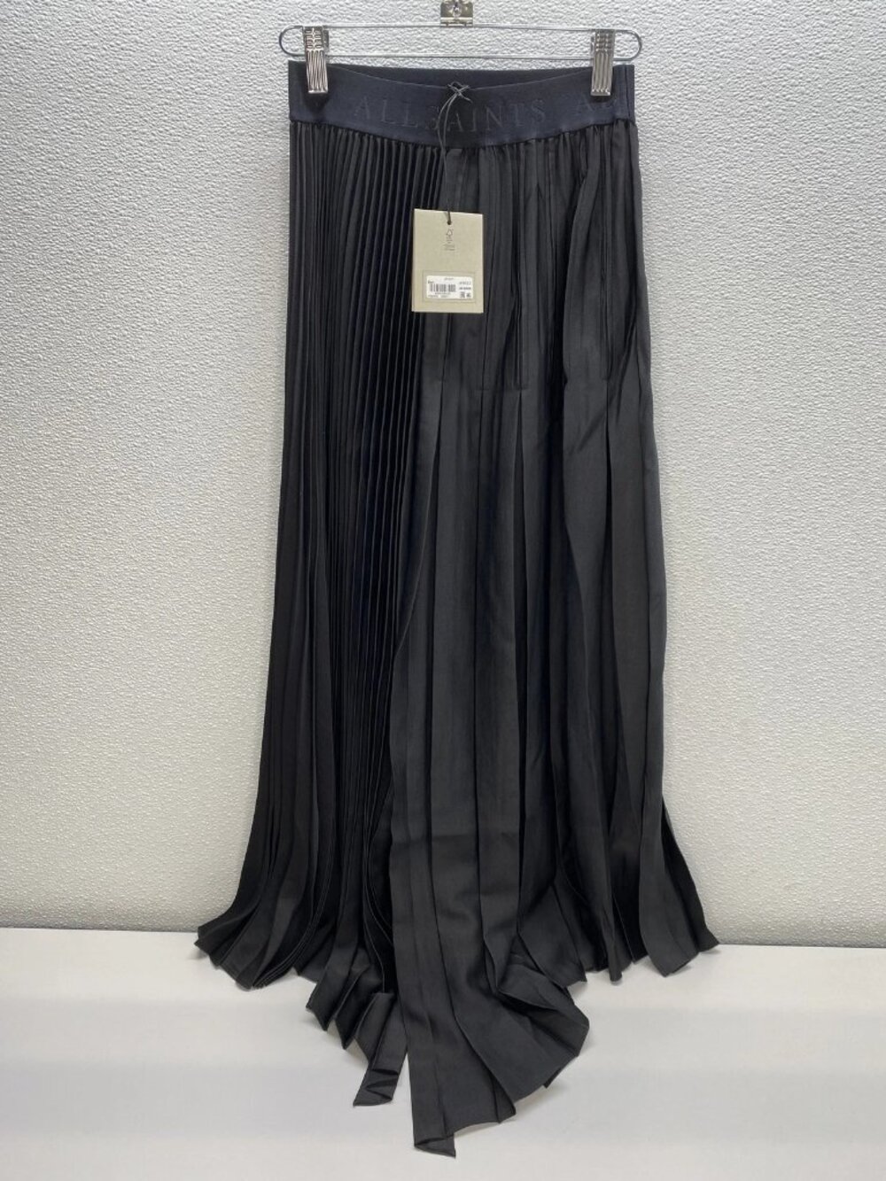 AllSaints Womens Midi Skirt Black Size 6 Jax Pleated Asymmetric Polyester